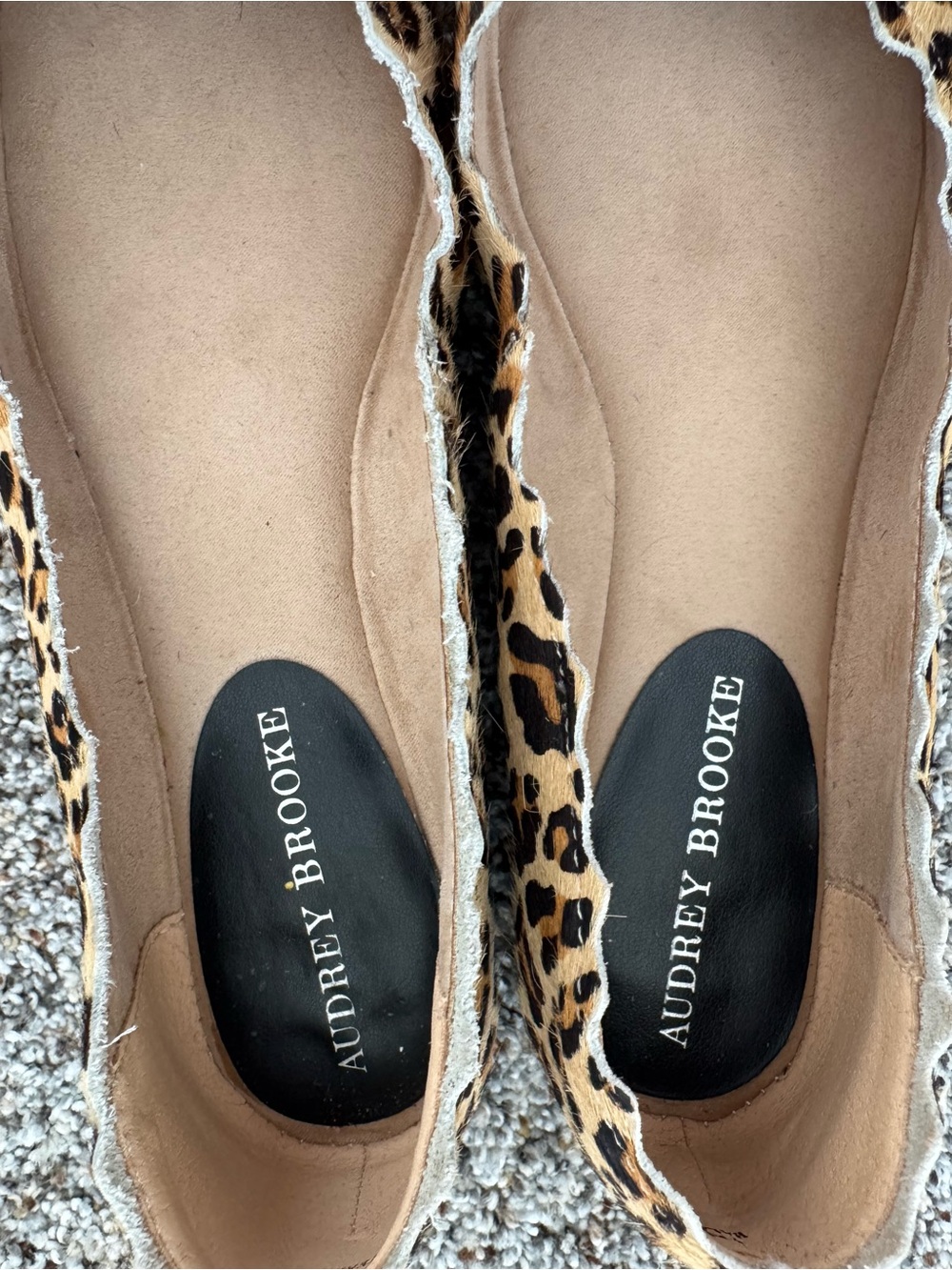 Audrey Brooke Scalloped Leopard Print Flats - Tan/Black - Picture 5 of 5